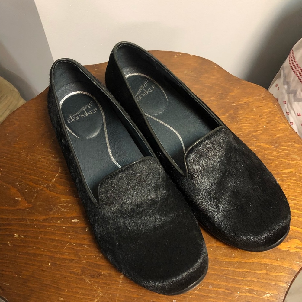 Dansko Olivia Calf-hair Black Loafer Clogs Size 40